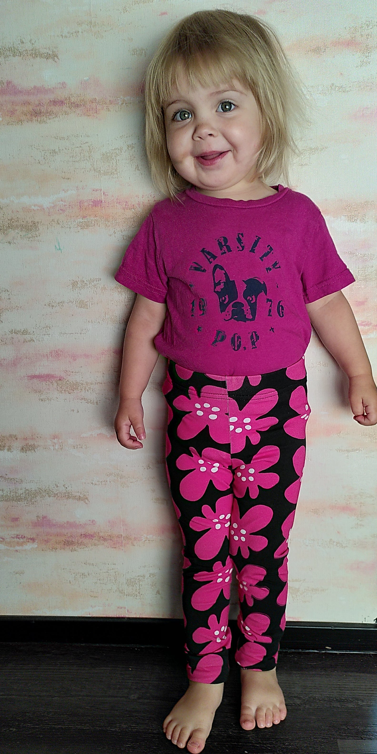 Legginsit pinkki kukka 74-92